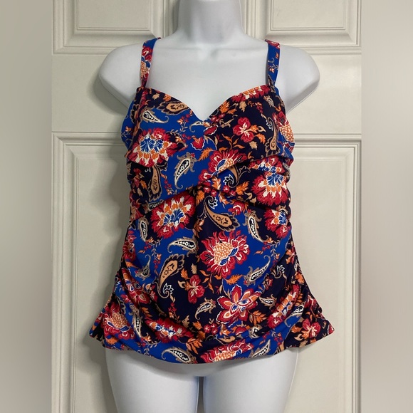 M- Paisley-Floral Sweetheart Swim Tankini - Picture 1 of 8